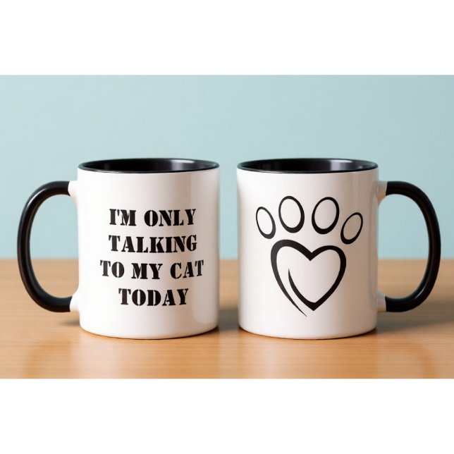 Talking to My Cat Today Funny Introvert Office Mug (Creator Uploaded)