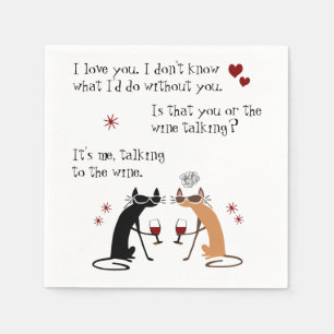 Talking to the Wine Funny Cat Napkin