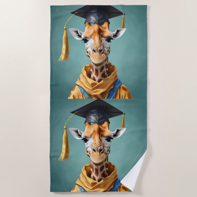 Tall Achievements: A Giraffe’s Graduation Day, Beach Towel (Front)