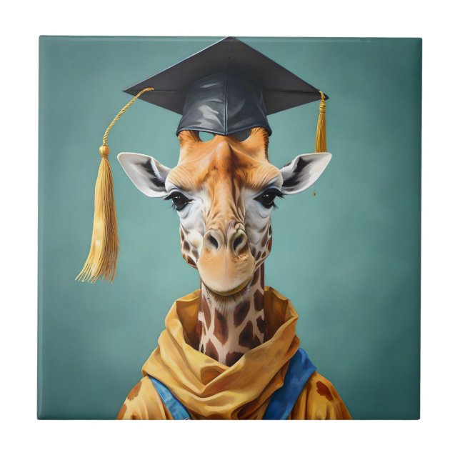 Tall Achievements: A Giraffe’s Graduation Day, Ceramic Tile (Front)