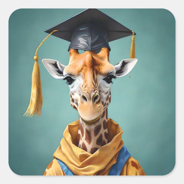 Tall Achievements: A Giraffe’s Graduation Day, Square Sticker (Front)