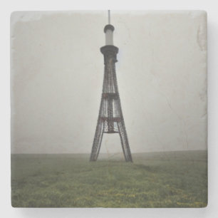 Tall Antenna Radio Tower in Gloomy Haze Stone Coaster