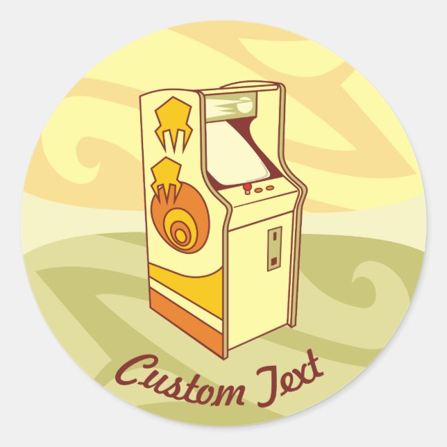 Tall arcade game console classic round sticker (Front)