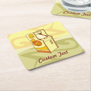 Tall arcade game console square paper coaster