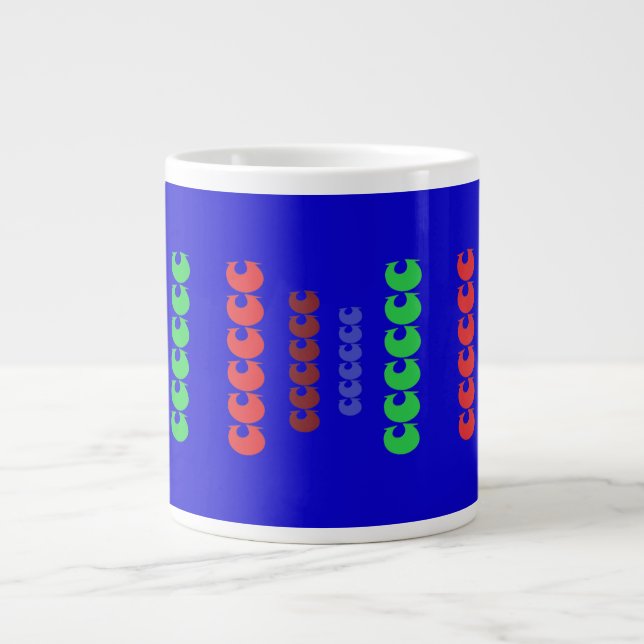 Tall art pattern shapes on royal blue large coffee mug (Front)