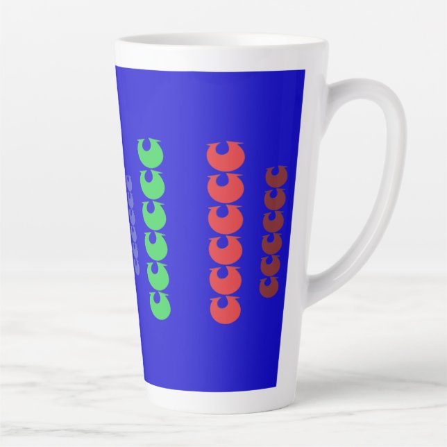 Tall art pattern shapes on royal blue latte mug (Right)