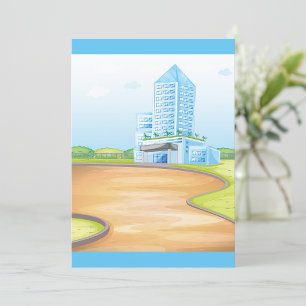 Tall Blue Building Invitations