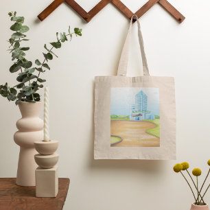 Tall Blue City Building Tote Bag