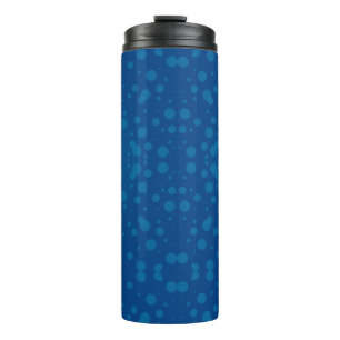 Tall blue travel mug with a black lid
