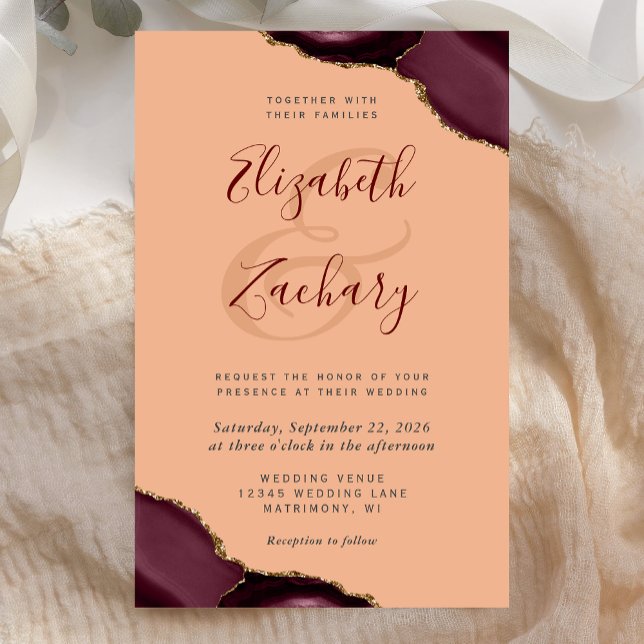 Tall Budget Burgundy Agate Corners Peach Wedding (Creator Uploaded)
