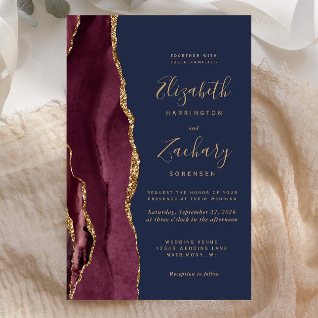 Tall Budget Burgundy Agate Navy Blue Wedding (Creator Uploaded)