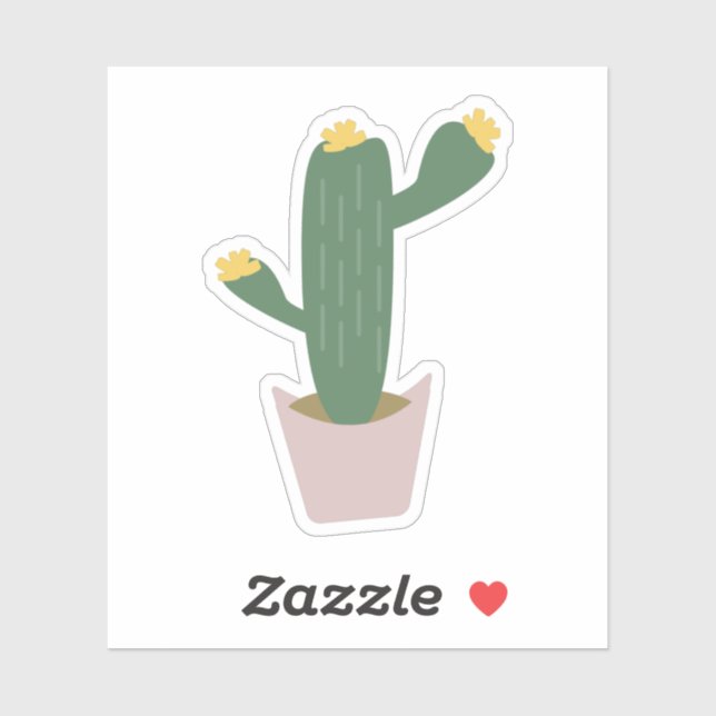 Tall Cactus Potted Botanical Cacti Floral Green (Sheet)