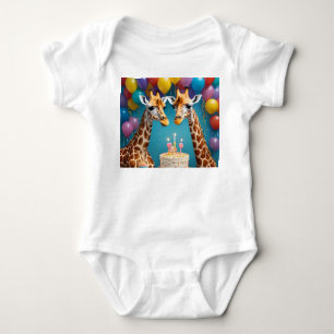 **"Tall Celebrations: A Giraffe's Birthday Bash"** Baby Bodysuit