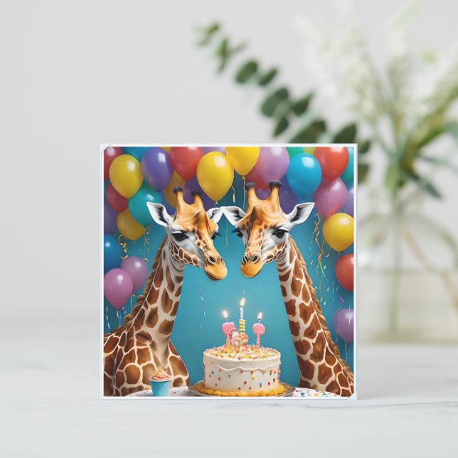 **"Tall Celebrations: A Giraffe's Birthday Bash"** Save The Date (Standing Front)