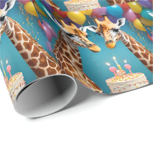 **"Tall Celebrations: A Giraffe's Birthday Bash"** Wrapping Paper