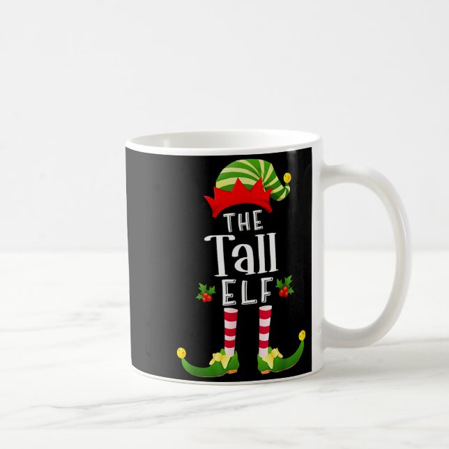 Tall Christmas Elf Matching Pajama X-mas Party  Coffee Mug (Right)