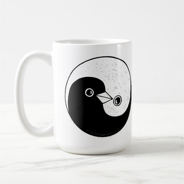 Tall coffee mug with Yin Yang doves of peace (Left)