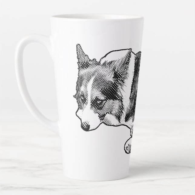 Tall Corgi, Gentle Start Latte Mug (Left)