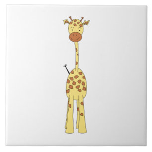 Tall Cute Giraffe. Cartoon Animal. Ceramic Tile