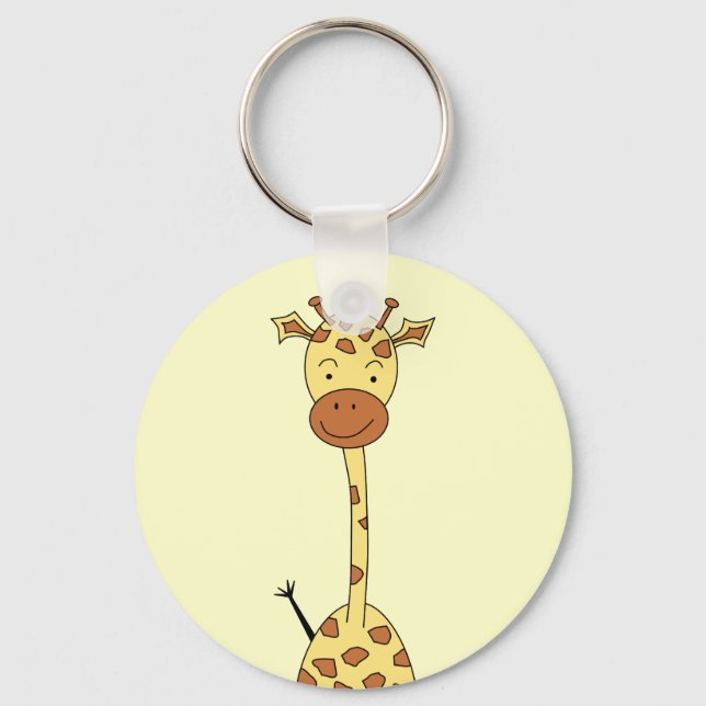 Tall Cute Giraffe. Cartoon Animal. Key Ring (Front)