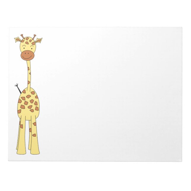 Tall Cute Giraffe. Cartoon Animal. Notepad (Front)