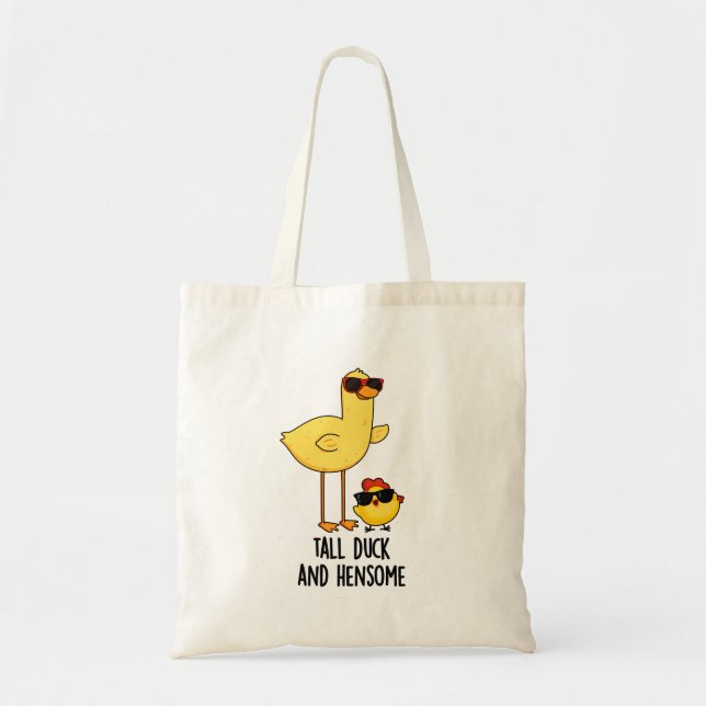 Tall Duck And Hensome Funny Animal Pun  Tote Bag (Front)