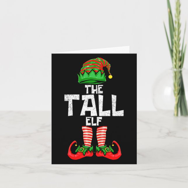 Tall Elf Christmas Matching Family  Card (Front)