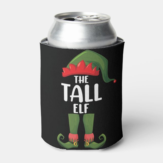 Tall Elf Matching Family Christmas  Can Cooler (Can Front)