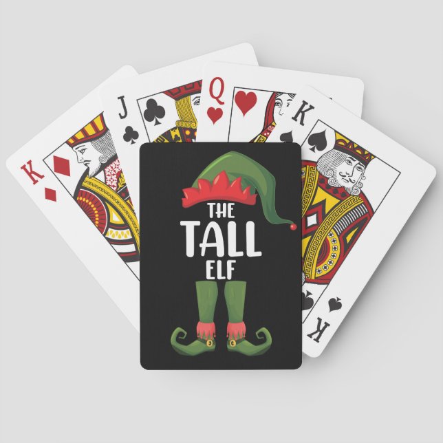 Tall Elf Matching Family Christmas  Playing Cards (Back)