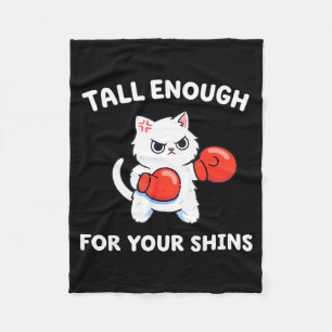Tall enough for your shins cute boxing cat humour fleece blanket