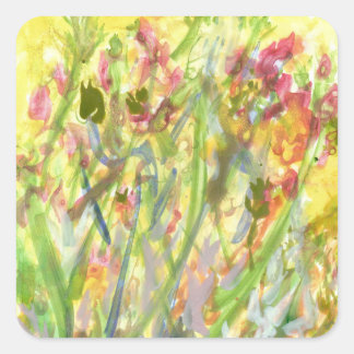 Tall flowers on a yellow ground stickers