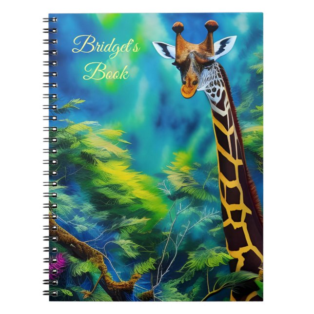 Tall Giraffe in the Trees Spiral Notebook (Front)