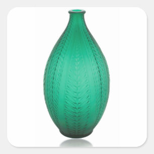 Tall Green Art Deco Glass Vase Square Sticker