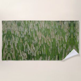 Tall Green Grasses Seeds Beach Towel