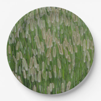 Tall Green Grasses Seeds Paper Plate