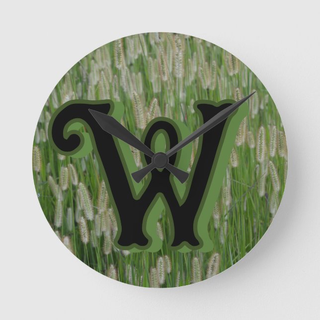 Tall Green Grasses Seeds Round Clock (Front)