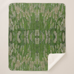 Tall Green Grasses Seeds Sherpa Blanket