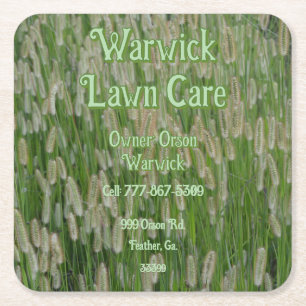 Tall Green Grasses Seeds Square Paper Coaster