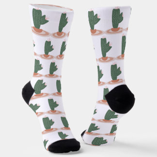 Tall Green Plant on Rug Desert Cactus Socks
