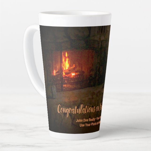 Tall Latte Mug - Great for Realtors / Housewarming (Left Angle)