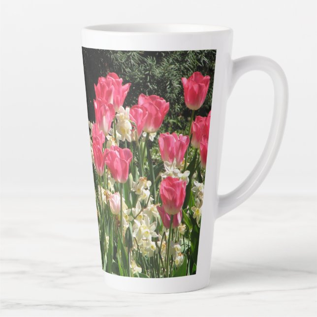 Tall Latte Mug Pink Tulips (Right)