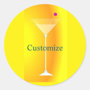 Tall Martini Cocktail Thunder_Cove Classic Round Sticker