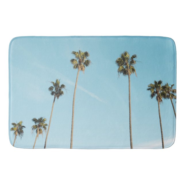 Tall Palm Trees Light Blue Sky Bath Mat (Front)