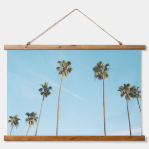 Tall Palm Trees Light Blue Sky Hanging Tapestry