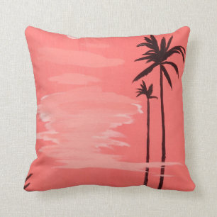 Tall Palm Trees Painting Throw Pillow