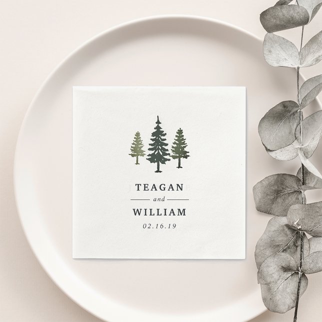 Tall Pines | Personalised Wedding Napkin (Creator Uploaded)