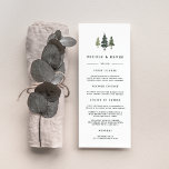 Tall Pines Wedding Menu Card<br><div class="desc">Our rustic chic wedding menu features your starter courses, entrees and desserts accented with a trio of pine tree illustrations in rich hunter and forest green. Coordinates with our Tall Pines wedding collection. Use the template fields to add your menu information, and then click "Customise" to reposition elements if needed....</div>