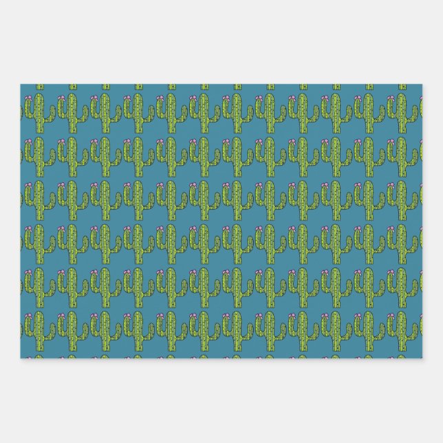 Tall & Prickly cactus Wrapping Paper Sheet Set (Front)