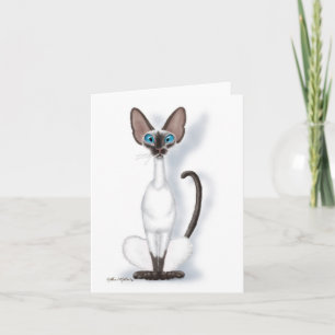 Tall & Quirky Siamese Cat Cartoon Card