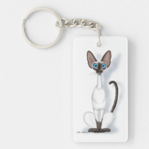Tall & Quirky Siamese Cat Cartoon Key Ring